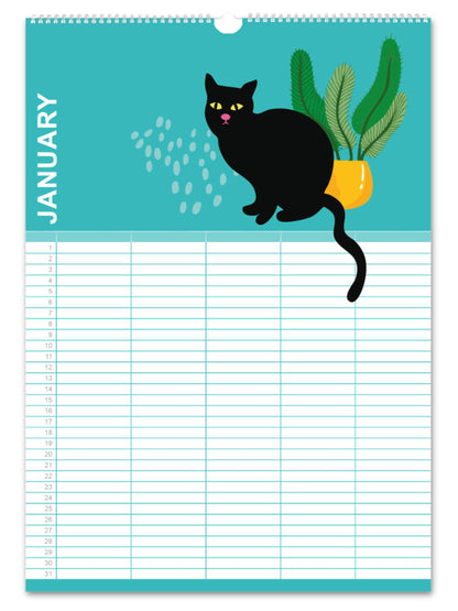 Black Cats Family Planner (perpetual)