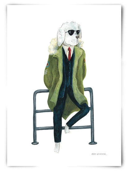 60s Mod Dog in a Parka (Great Dane) – art print