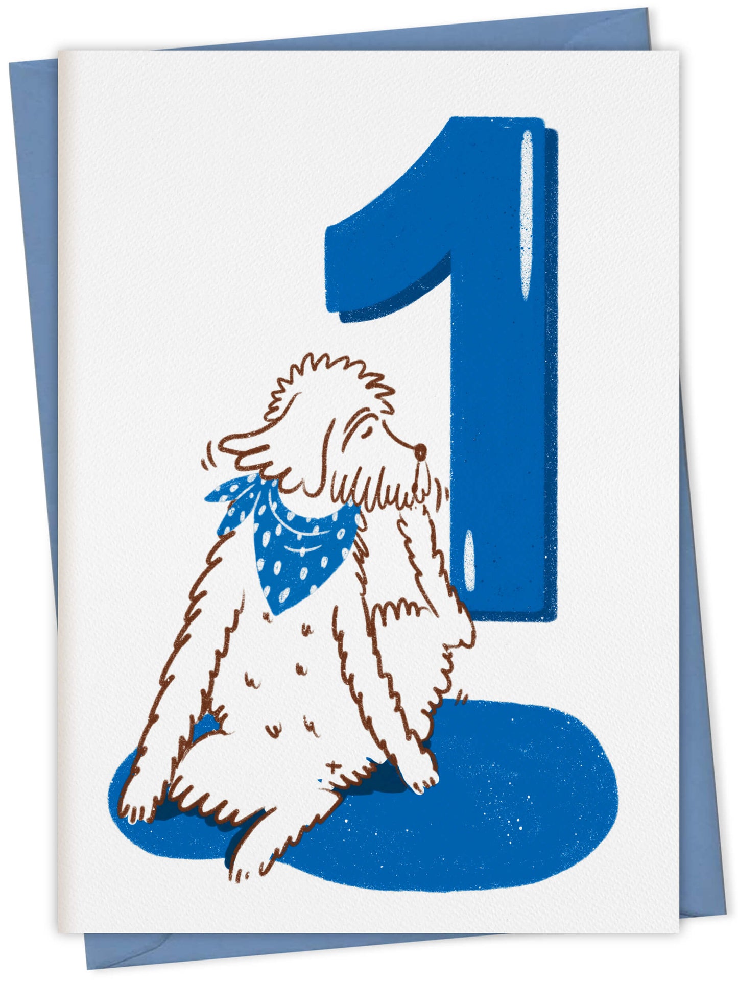 Dog Birthday Card with Age Numbers (blue) – dog greeting card