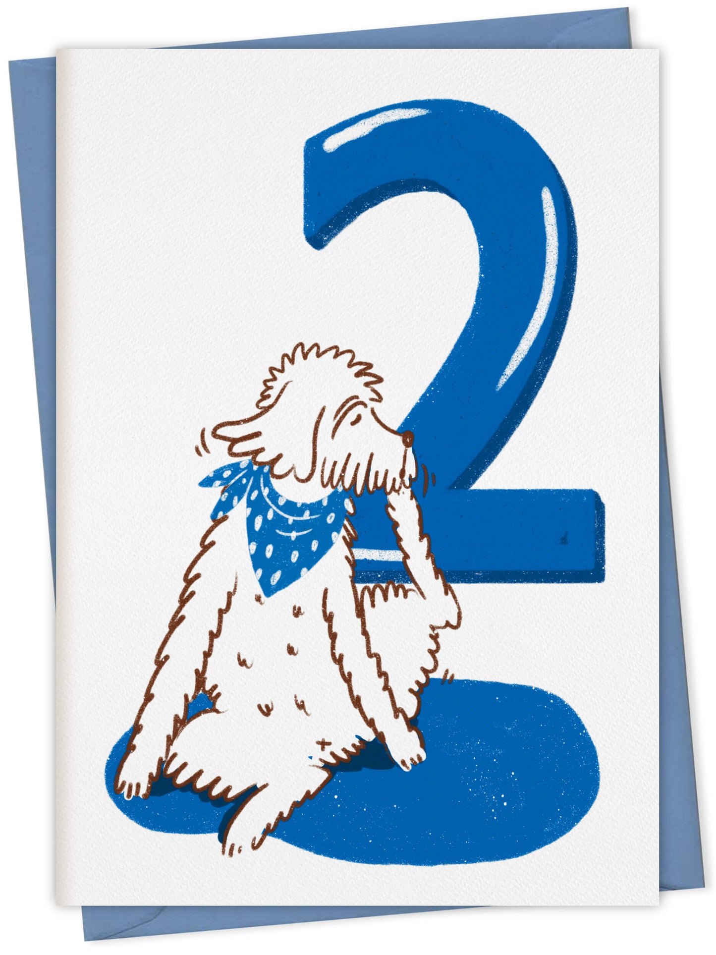 Dog Birthday Card with Age Numbers (blue) – dog greeting card