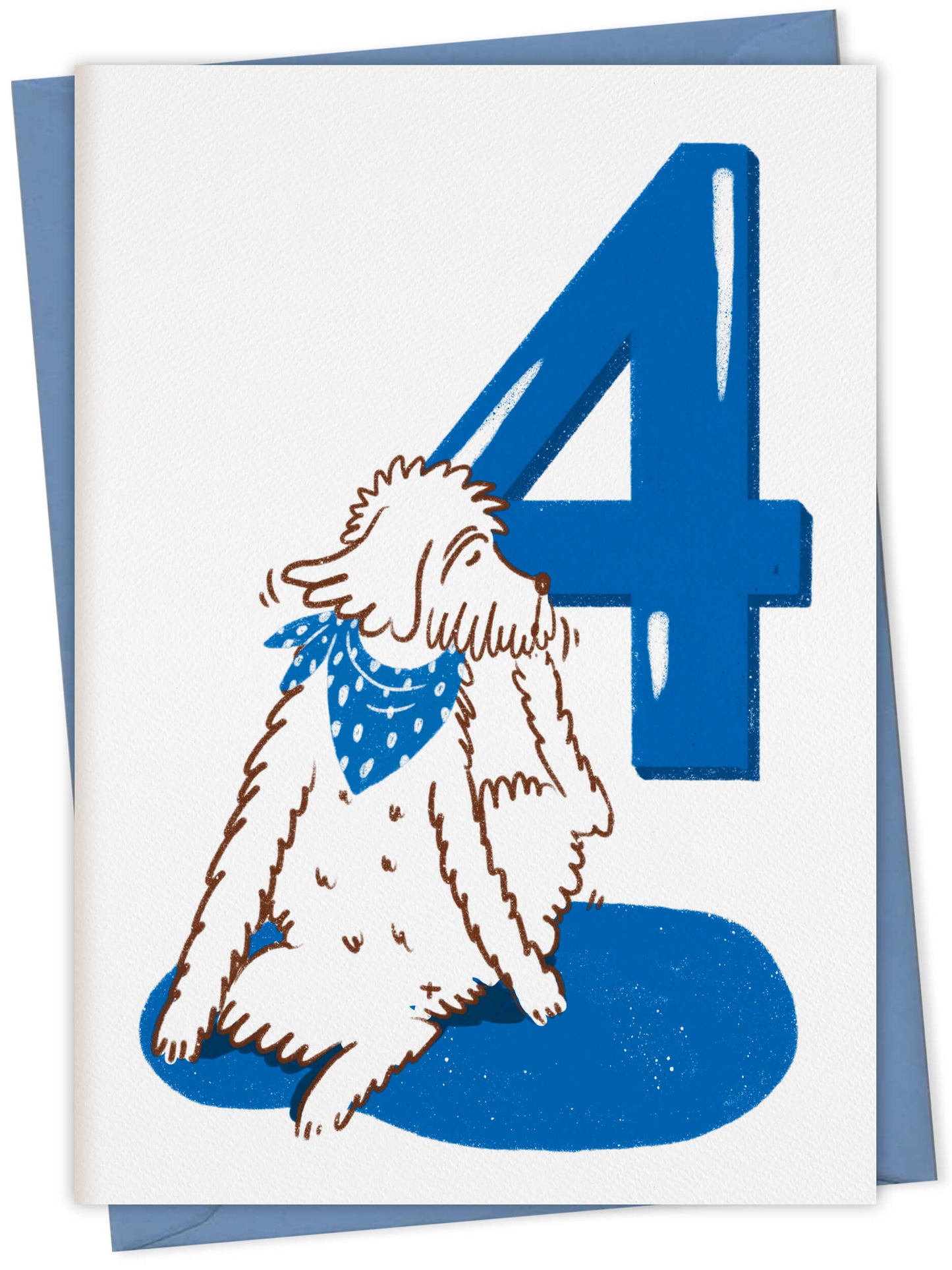 Dog Birthday Card with Age Numbers (blue) – dog greeting card