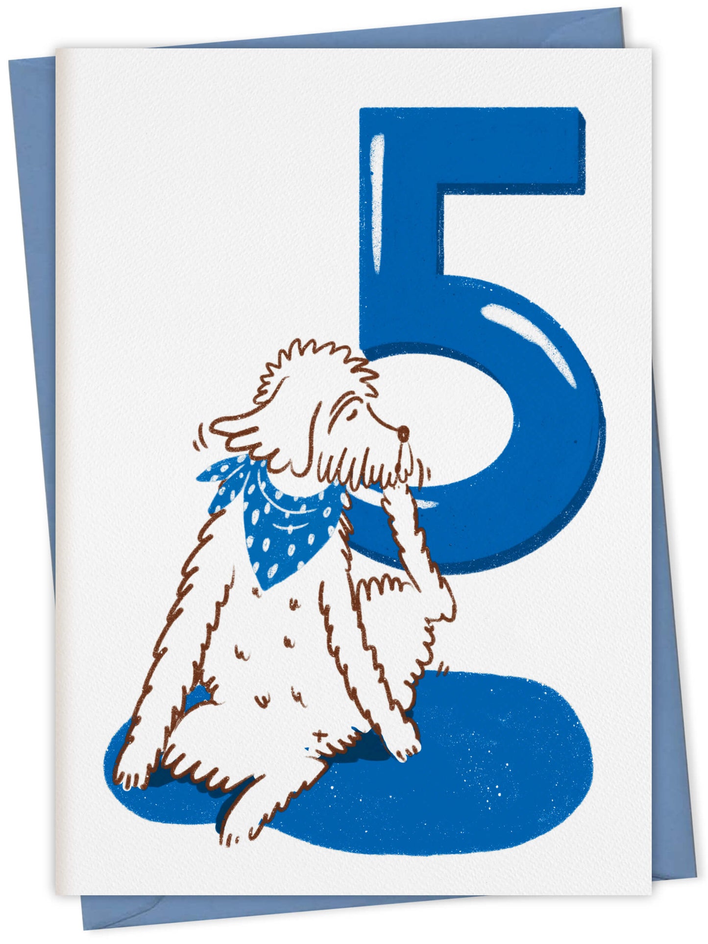 Dog Birthday Card with Age Numbers (blue) – dog greeting card