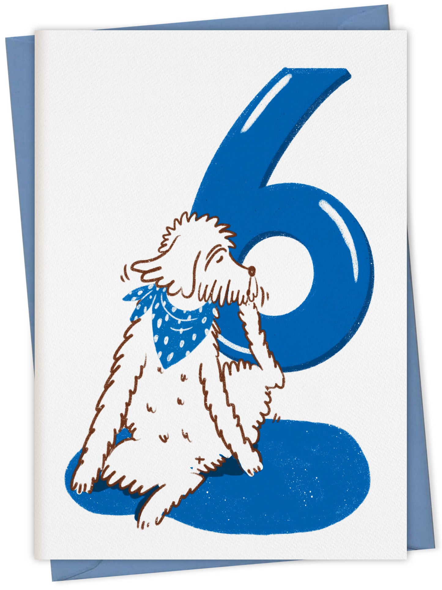 Dog Birthday Card with Age Numbers (blue) – dog greeting card