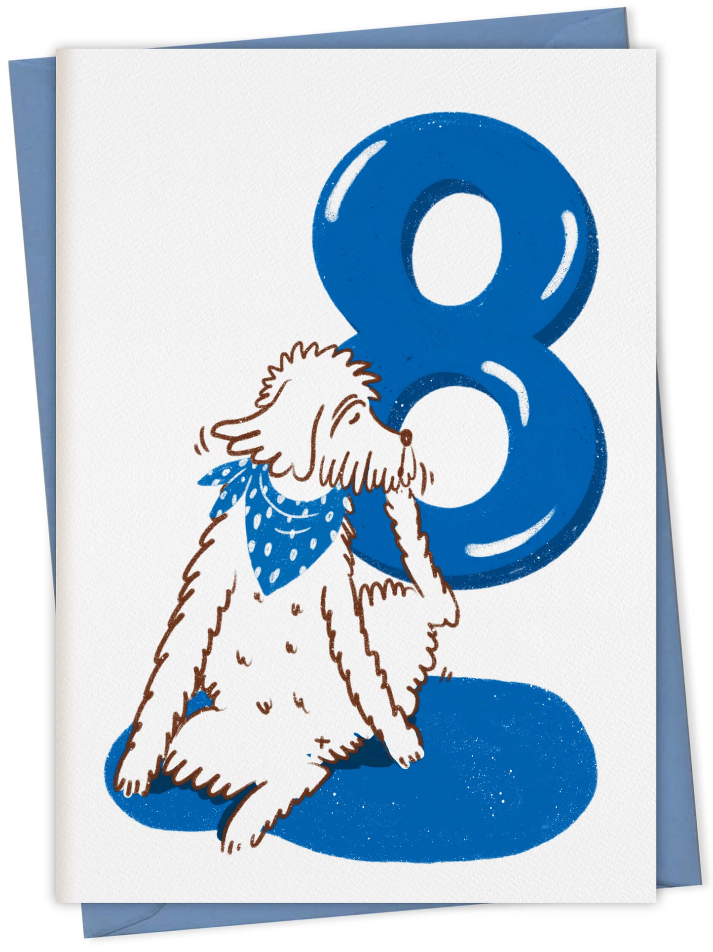 Dog Birthday Card with Age Numbers (blue) – dog greeting card