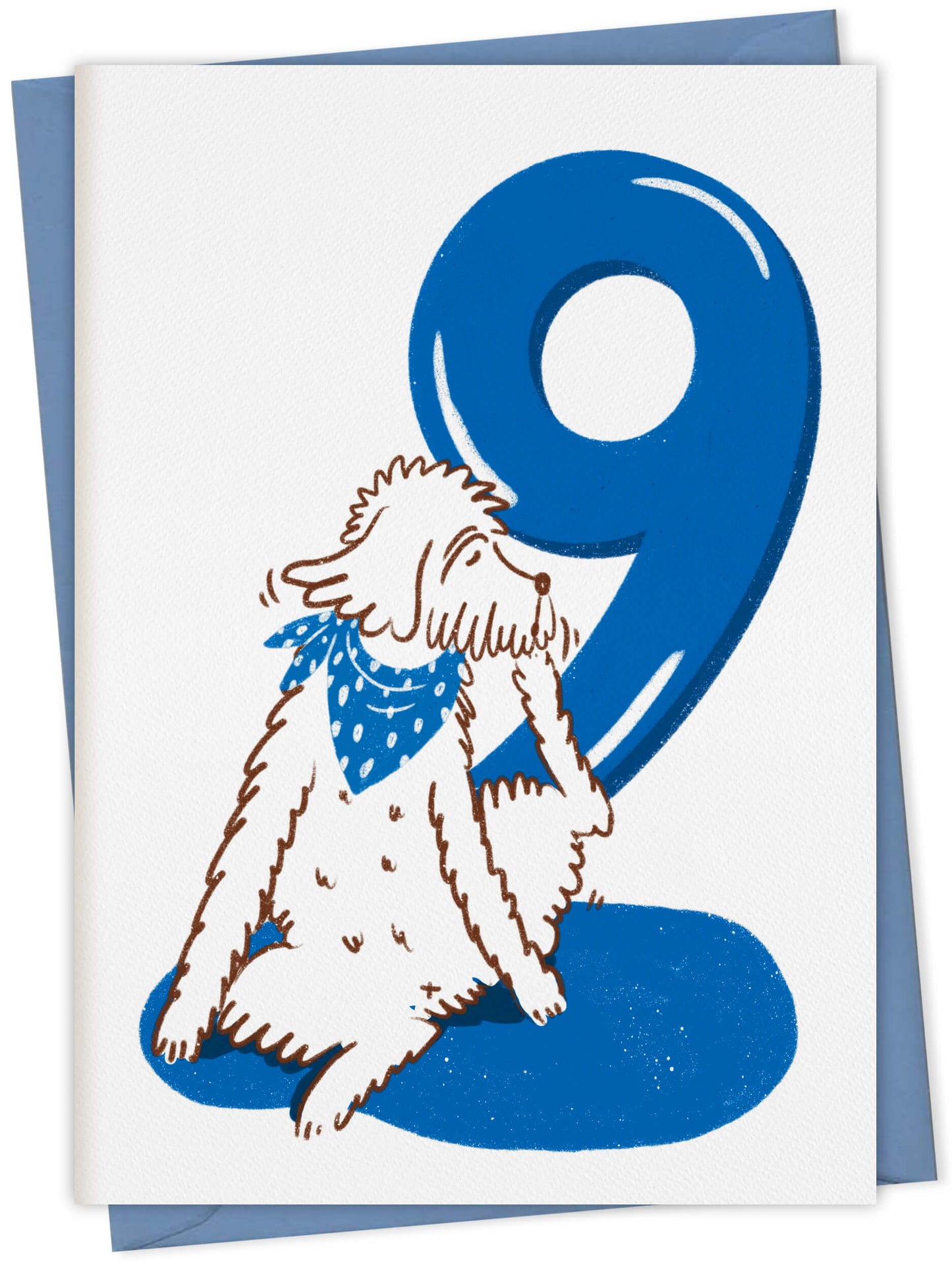 Dog Birthday Card with Age Numbers (blue) – dog greeting card