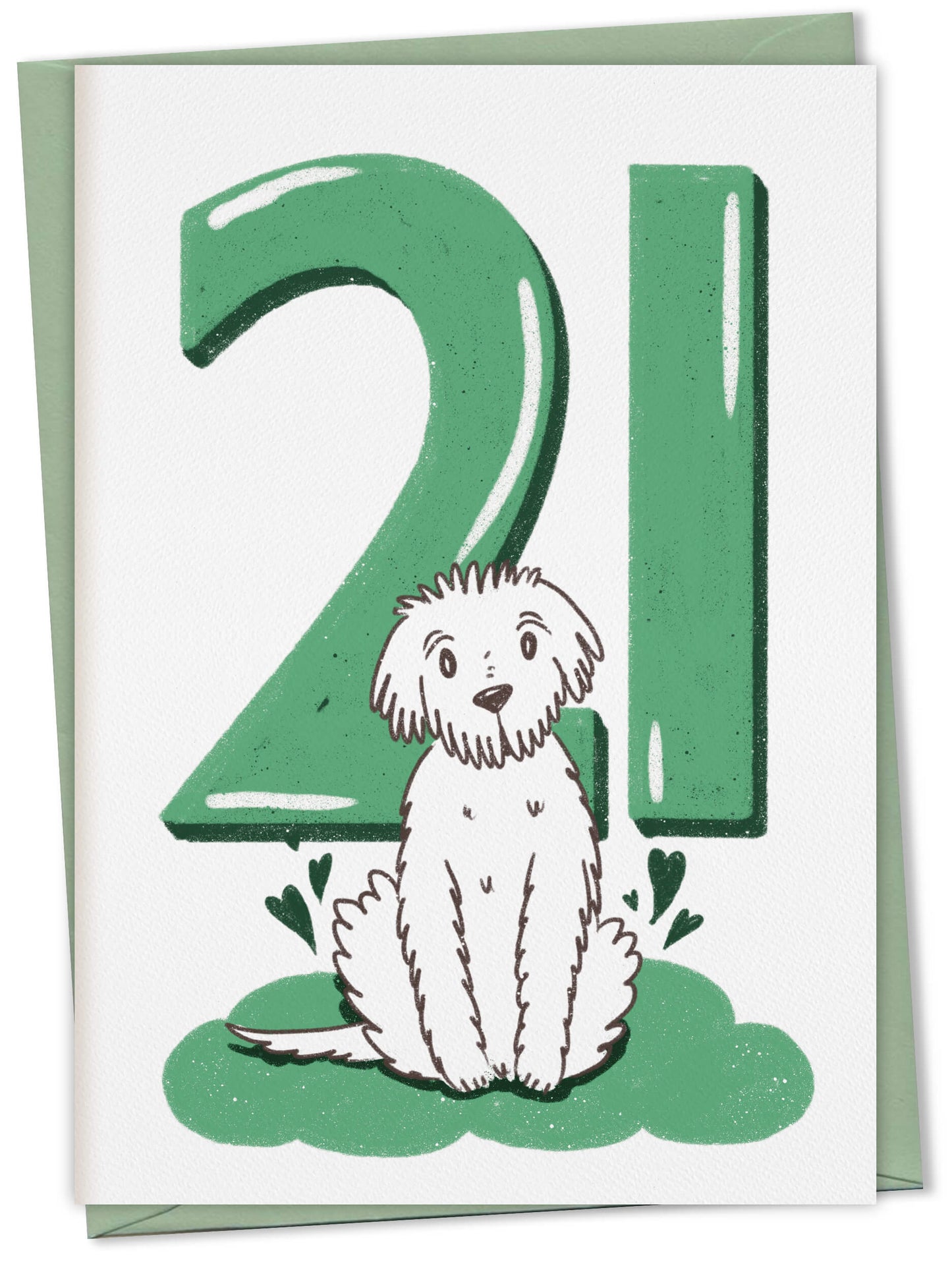 Dog Birthday Card with Age Numbers (green) – greeting card